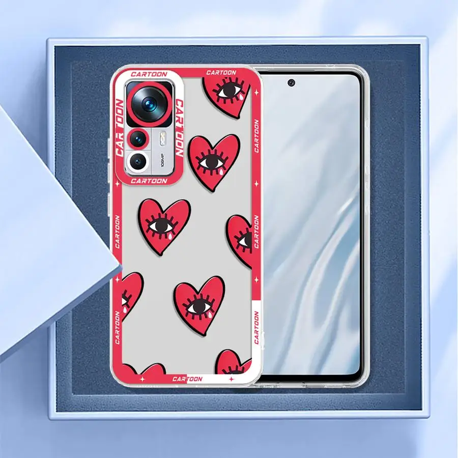 샤오미 레드미 노트 11 14 13 12 프로 플러스 10프로 12S 11S 9 10라이트 10S 8용 러브 아이 아트 폰 케이스 투명 소프트