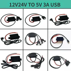 12V24V to 5V 3A DC-DC USB Step Down Voltage Power Supply Output Adapter 15W Car Power Converter with Reverse Protection