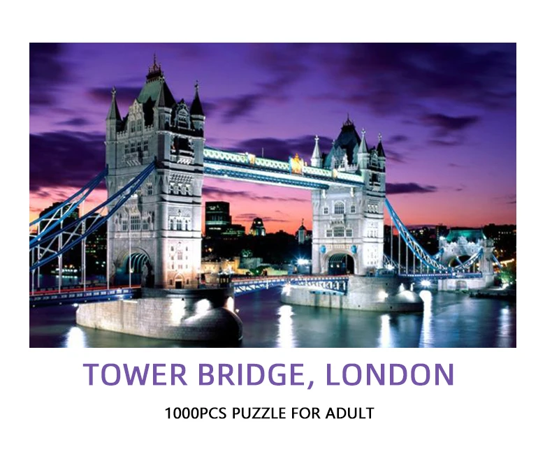 75*50cm 1000pcs Jigsaw Puzzle Tower Bridge Home Decoration Painting Adult Stress Relief Educational Toys