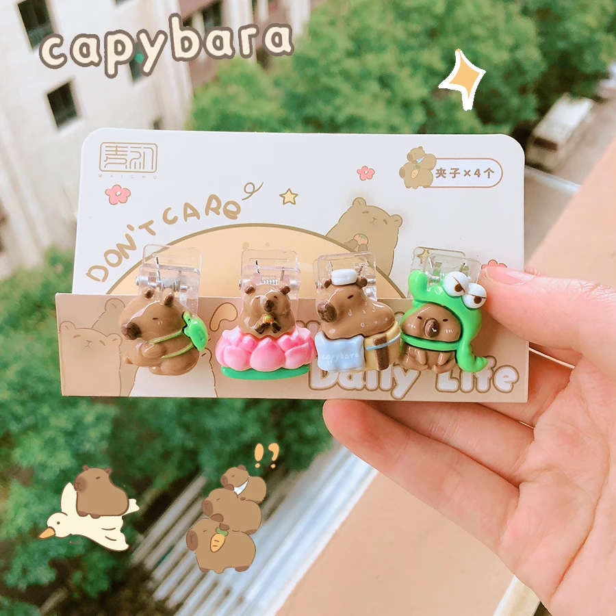 Cute Paper Clip Creative Lovely Capybara Scrapbook Journal Clip Student Stationery Acrylic Clip Office Binding Clip Photo Clip