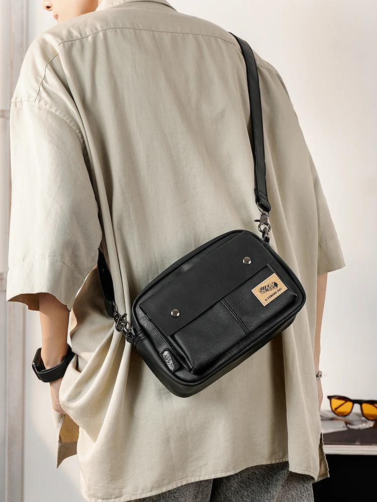 Retro Japanese Style Messenger Bag Men's Casual Fashion Motorcycle Bag Single Shoulder Bag Leisure Crossbody Bag