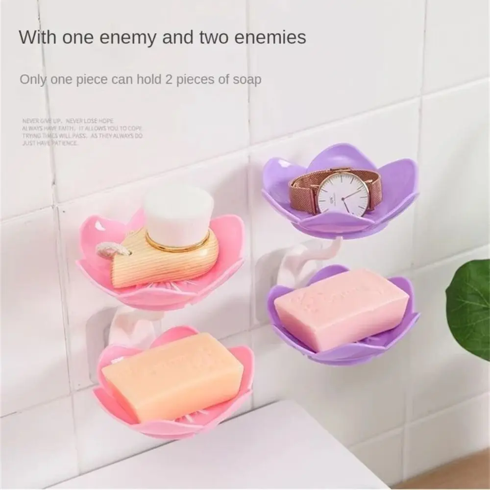 1 PCS Durable Double Layer Soap Holder Creative Lotus Shape Soap Box Wall Mounted Water Draining Soap Dish