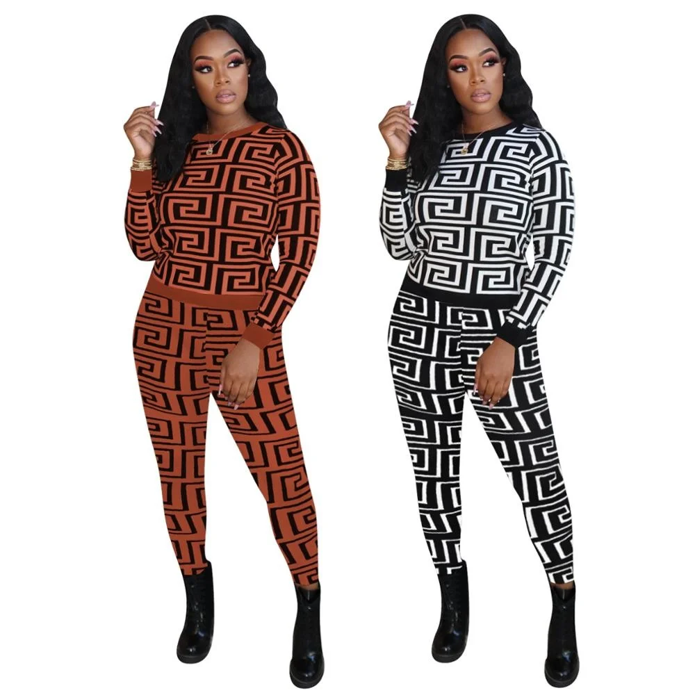 O Neck Long Sleeve Letter Print Crop Top And Pants 2 Pieces Set High Street Casual Lady Fashion Tracksuits