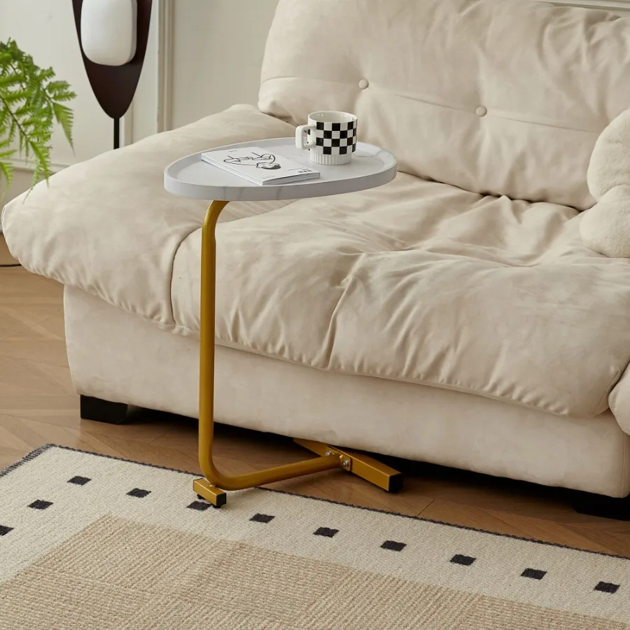 

White Cshaped Side Table Small Sofa Table for Cough Bederoom