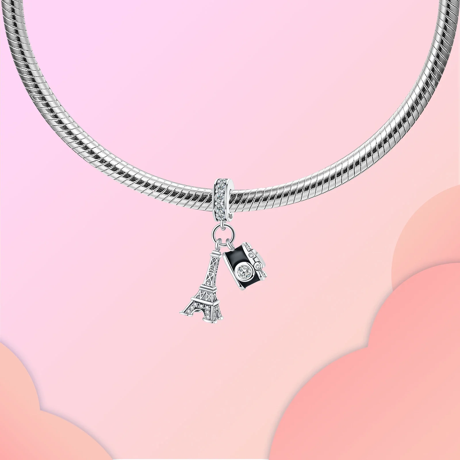 925 فضة برج ايفل قلادة المنارة الطائرة قلادة سحر صالح الأصلي سوار الخرز قلادة Diy بها بنفسك مجوهرات نسائية #3