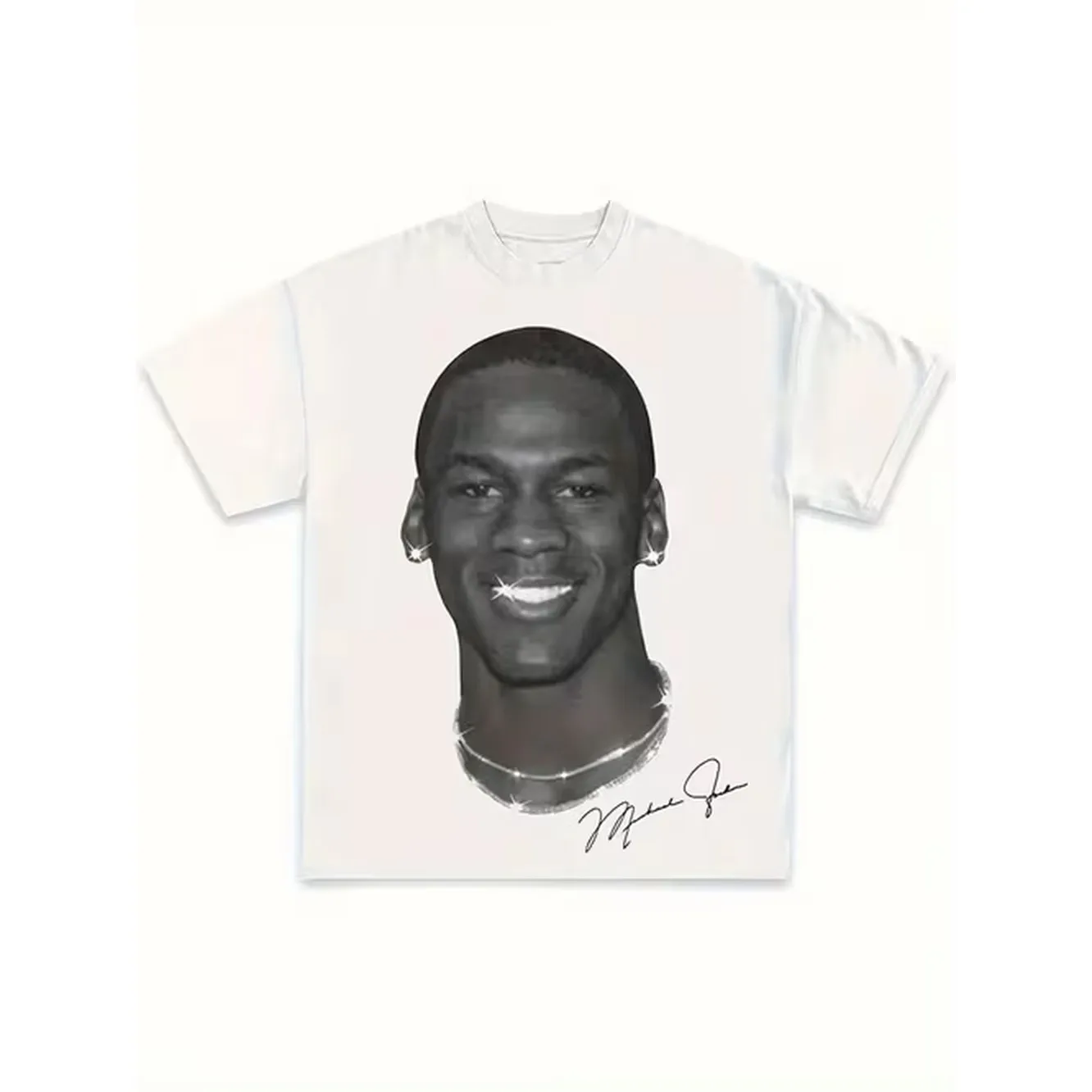 Mens Thickened Plus Size T Shirt White Round Neck Signature Face Pattern Casual Shirt Soft Daily Summer Party Outing Essential Machine Washable 100 Cotton Mens T Shirt