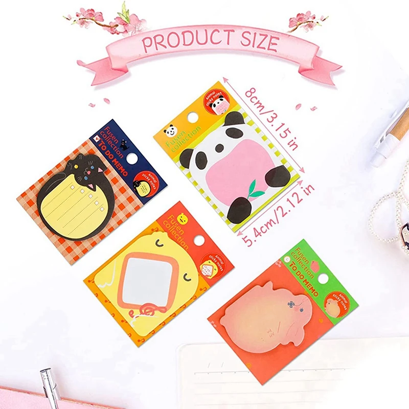 Cute Sticky Notes 1280 Sheets (64 Pieces) Mini Animal Sticky Notes Set Funny Self Adhesive Memo Pad Colourful