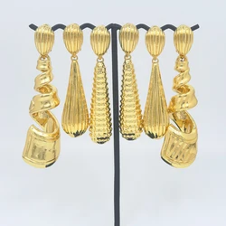 Dangle Hanging Earrings Big Size African Gold Plated Exaggerated Chunky Eardrop Bridal Wedding Party Daily Wear Gift