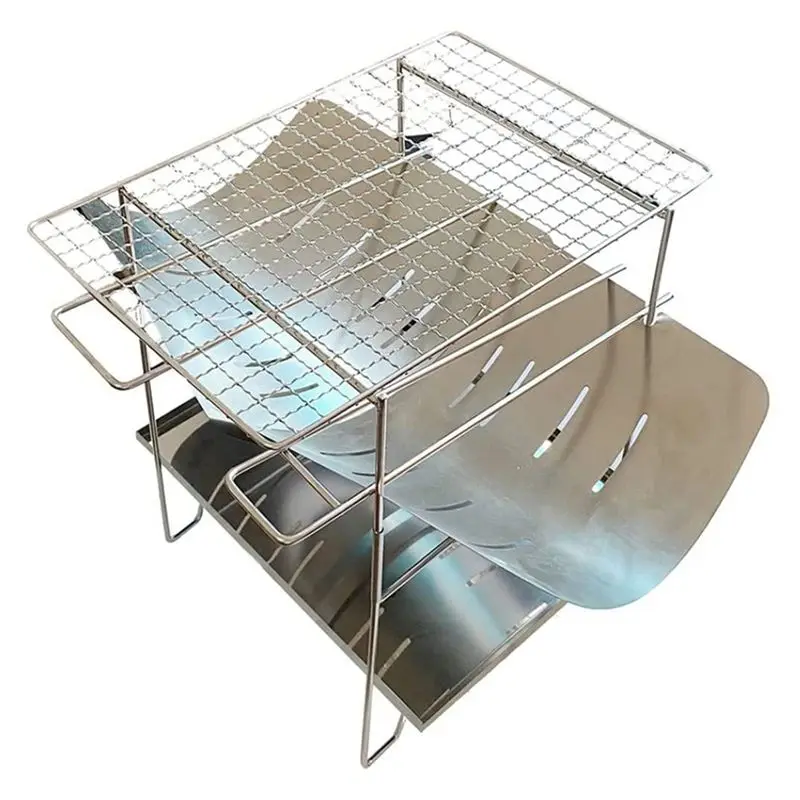 

AEF5-Portable BBQ Outdoor Grill Camping Grill Campfire Grill Camping Fire Pit Outdoor Wood Fire Stove Stainless Steel