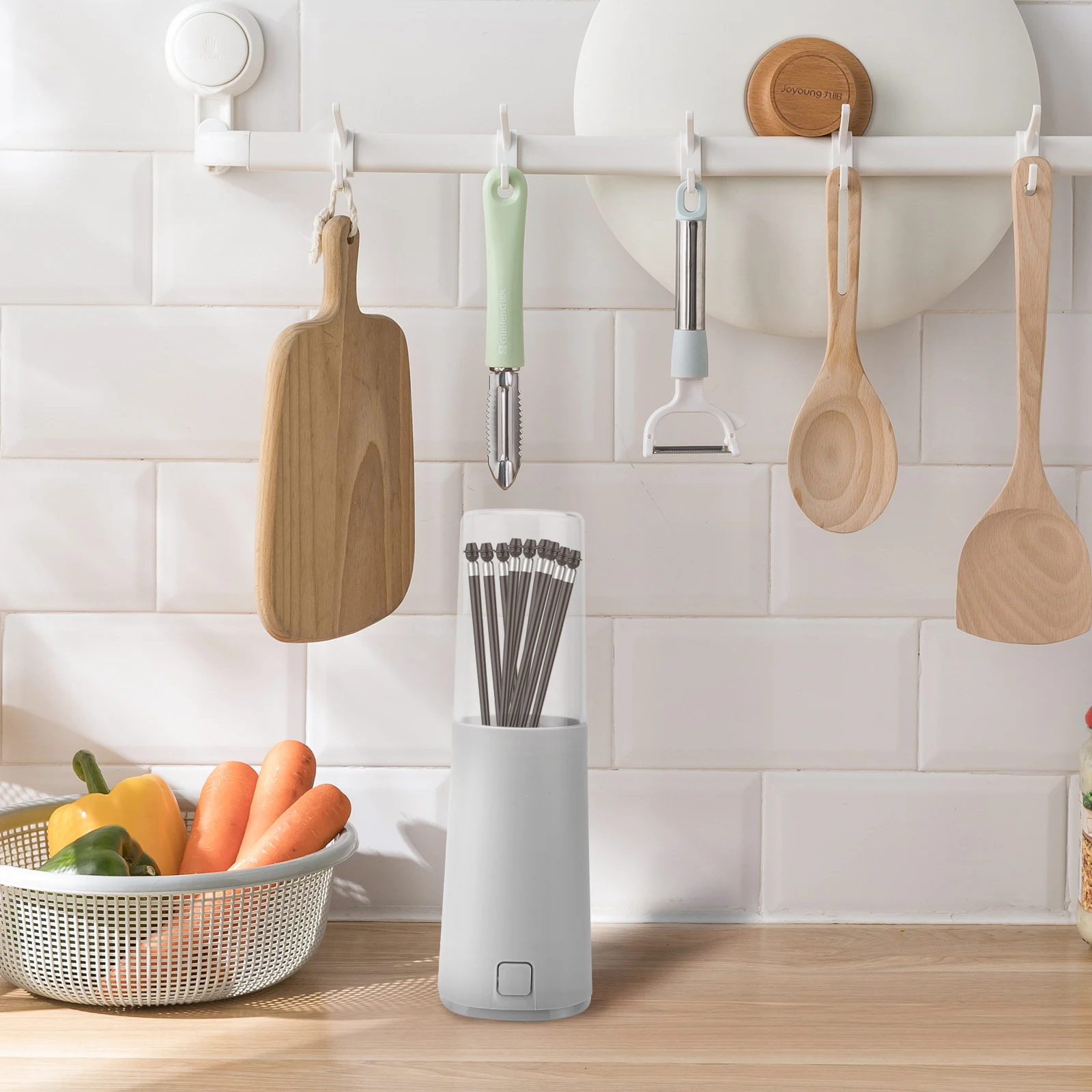 

Thickened Pp Plastic Chopsticks Holder With Lid Detachable Drain Rack Dustproof Storage Organizer For Spoons Tableware Household