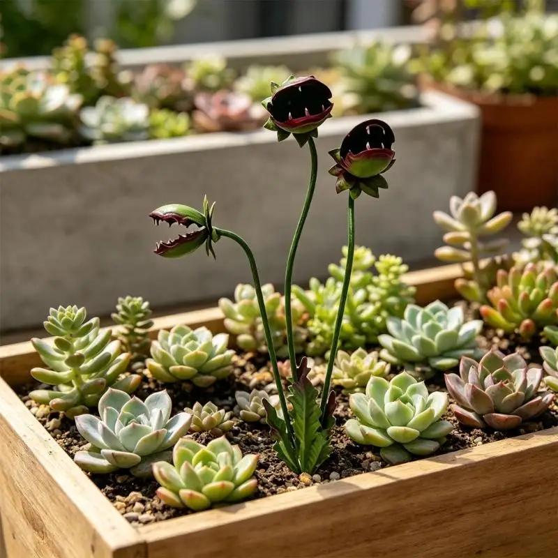 Kreativer Gartenpfahl für fleischfressende Pflanzen aus Metall für Rasen und Blumenbeet Freien mit abnehmbarem Design D2RD – Detail 2