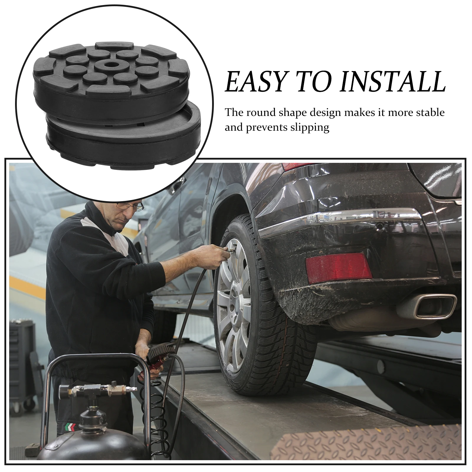 

2pcs Rubber Foot Pad Floor Jack Adapter Automotive Lift Cushion Non-Slip Wear-Resistant Stable Shock Absorption Vehicle Ground