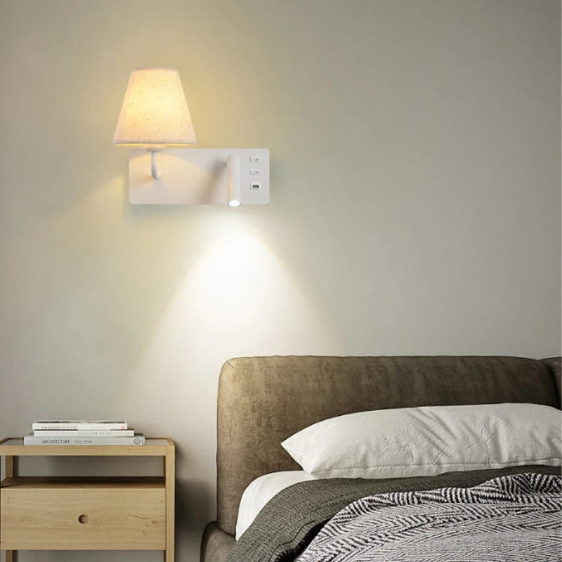 Reading Wall Lamp With Switch USB Living Room Foyer Bedroom Bedside Sconce Wall Light Aisle Home Indoor Decor Lighting Spotlight