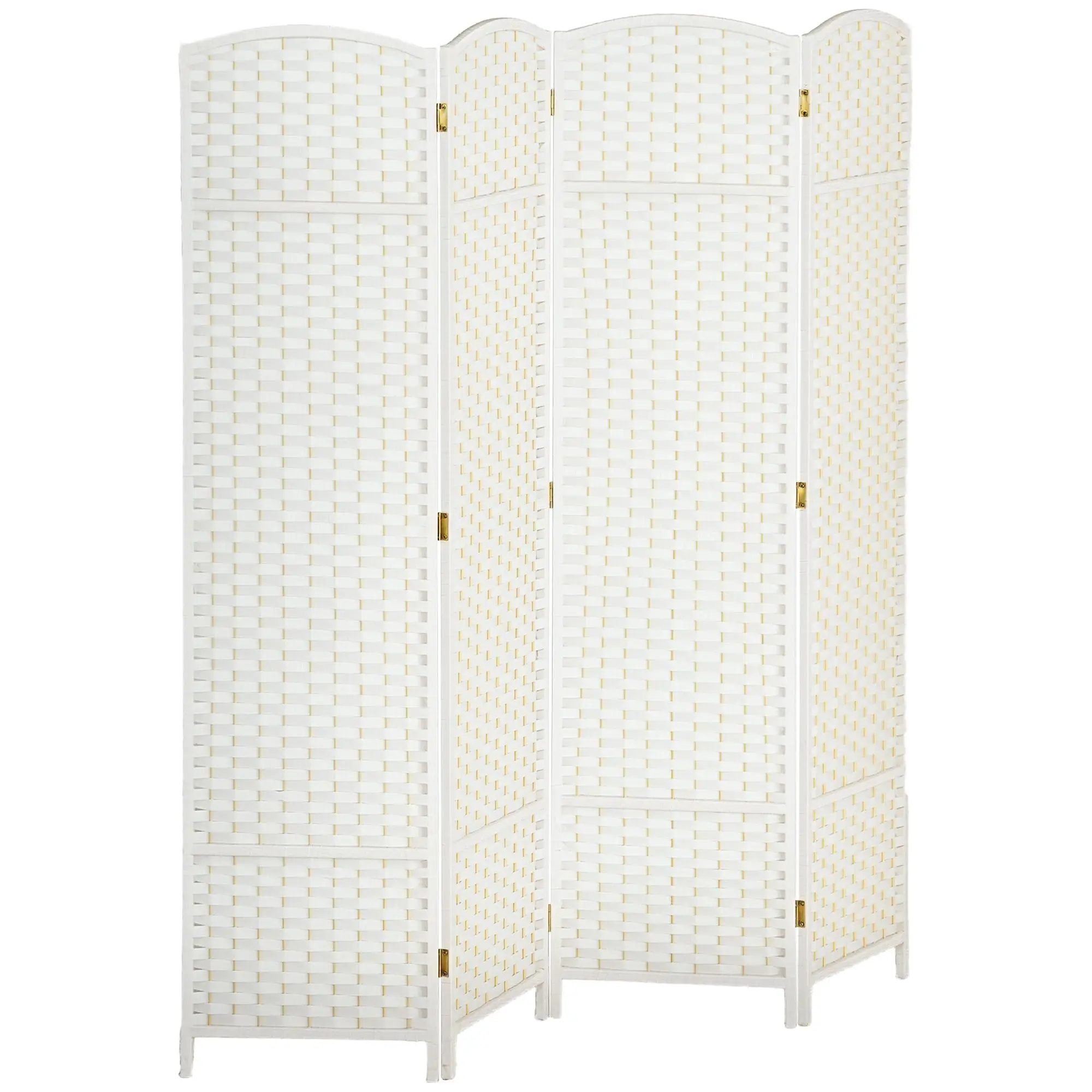 4 PANEUUS Paravent pliant 160x170cm en bois de pin et polypropylène blanc pour salon chambre
