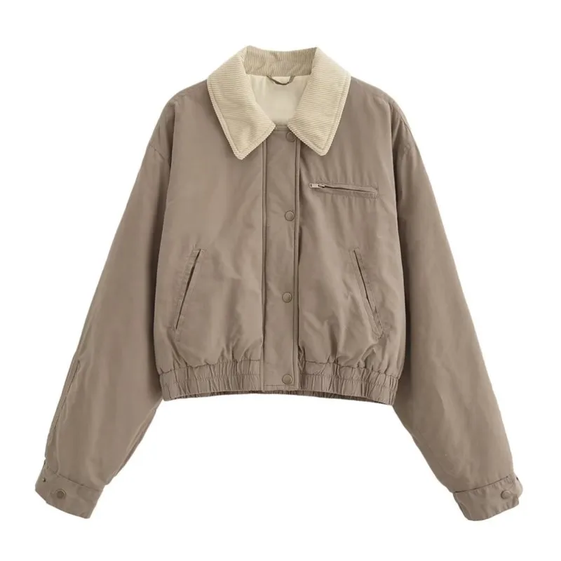 

Women's Outerwear Spring/Fall 2024 New women's street fashion color matching cotton jacket