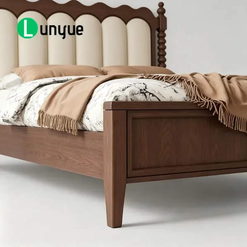 Queen Size Bed Frame Solid Ash Wood Mid Century Modern Bedroom Furniture Luxury Soft Arch Design Durable Sturdy Home Decor