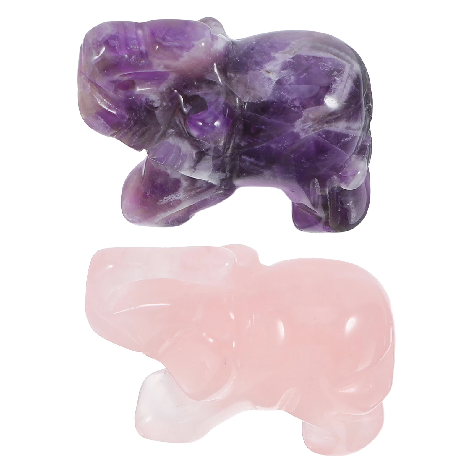 

2 Pcs Decors Crystal Elephant Ornament Figurine Carved Luxury Masterpiece Carving Clear Statue Sculpture