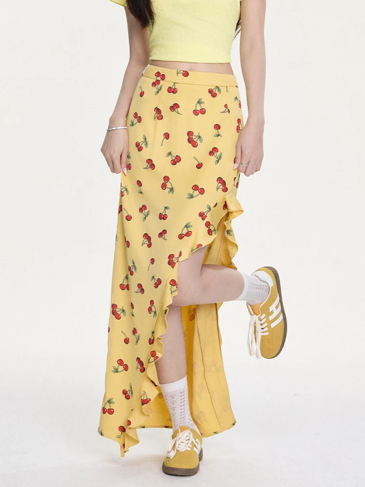 

Оригинальная белая юбка Little Fi с нерегулярным подолом, женская летняя кружевная юбка с разрезом для девочек, длинная юбка