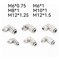 Hilo Métrica del codo PL del conector de la boquilla neumática de inserción rápida Chapada en cobre y níquel M8 * 1 M6 * 0,75 M10 * 1 M12 * 1,25 M12 * 1,5 Pu tubo de aire 4mm 6mm 8mm
