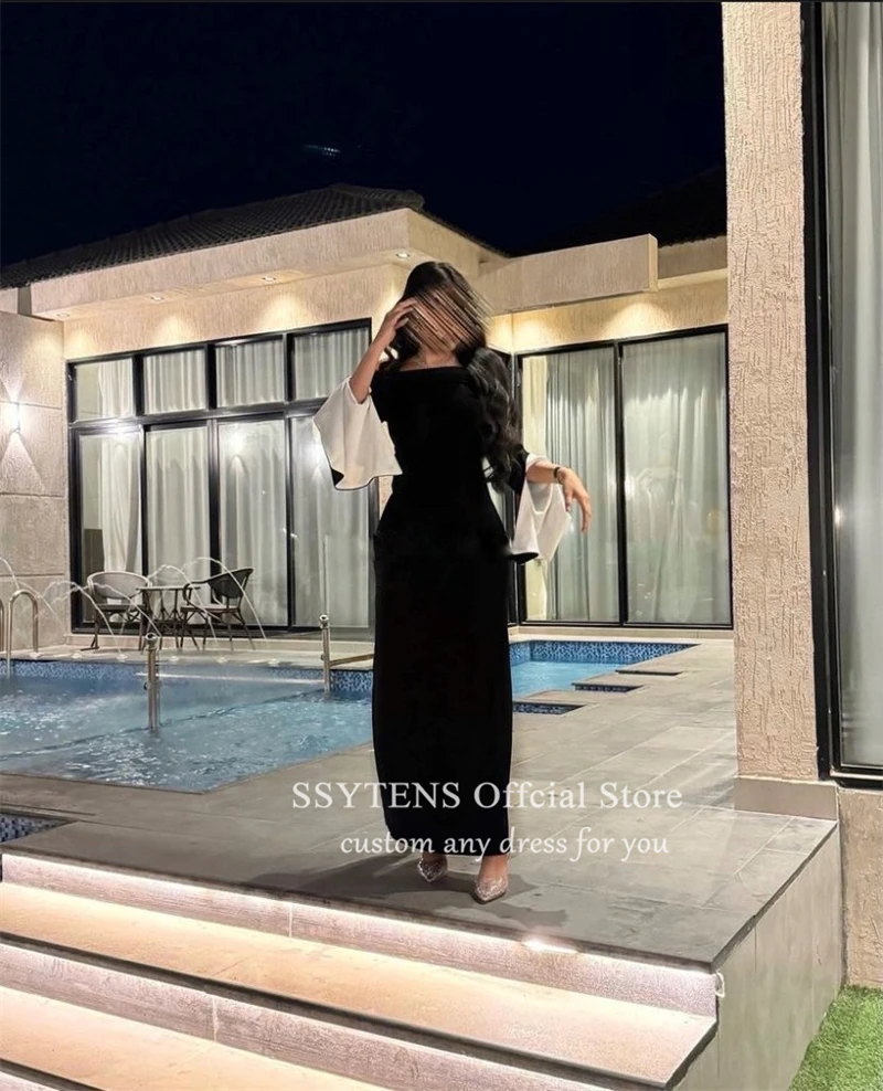 SSYTENS Black/White Long Empire Waist Formal Prom Dresses Customized Women Off-Shoulder Evening Party Gown Speial Occasion Dress