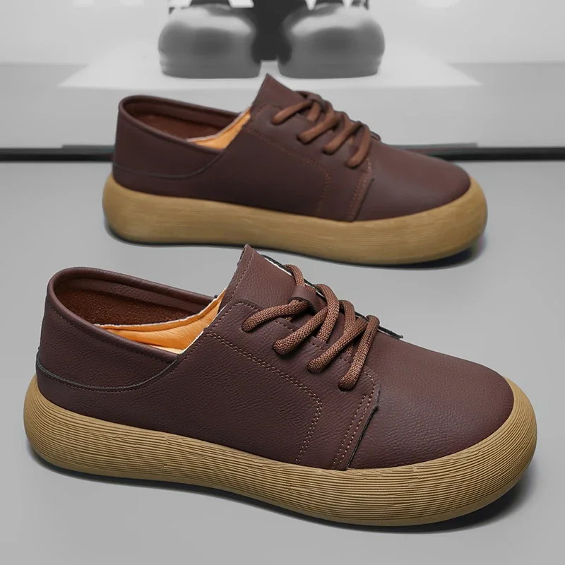 

Мужская удобная повседневная обувь до щиколотки, большие размеры, обувь из искусственной кожи в британском стиле в стиле ретро, износостойкая прогулочная обувь с подошвой