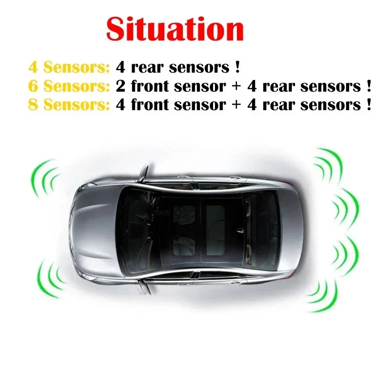 for Multiple Radar Parking Sensor Kit Backlight Parktronic LED Display System Backup Monitor Detector Assistant 8 Sensor Alarm