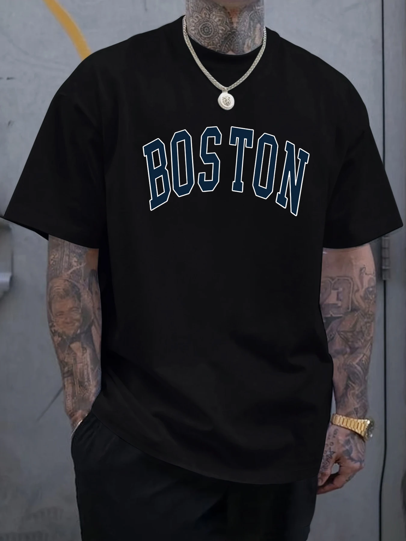 Boston Brief Logo Druck Männer T-Shirt Hip Hop Übergroßen T-shirts Baumwolle Mode Streetwear Weiche Alle-Spiel Sommer Tops
