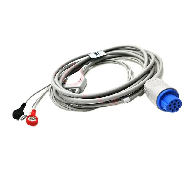 

ECG Cable Medical Accessories AHA snap 3 lead Compatible Datex Monitors