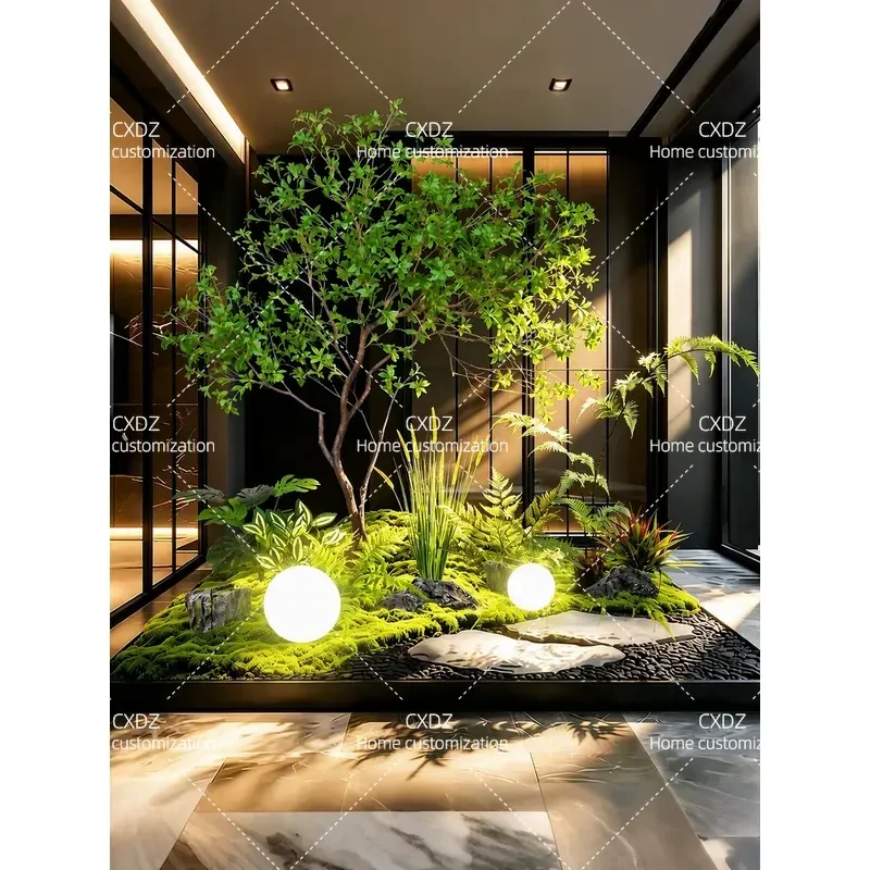 High-end simulated horse drunk wood window landscaping plant indoor bionic green plant decorative tree large fake tree simple