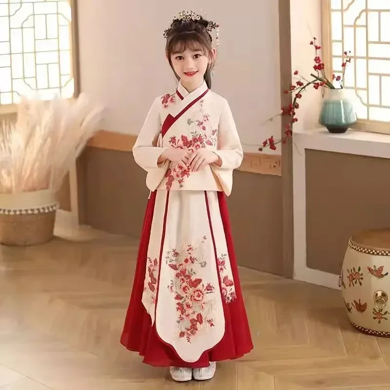 Chinese Japanese and Korean Children's Christmas Dress Girls' Kimono Chinese Traditional Vintage Ethnic Ancient Dance Costume