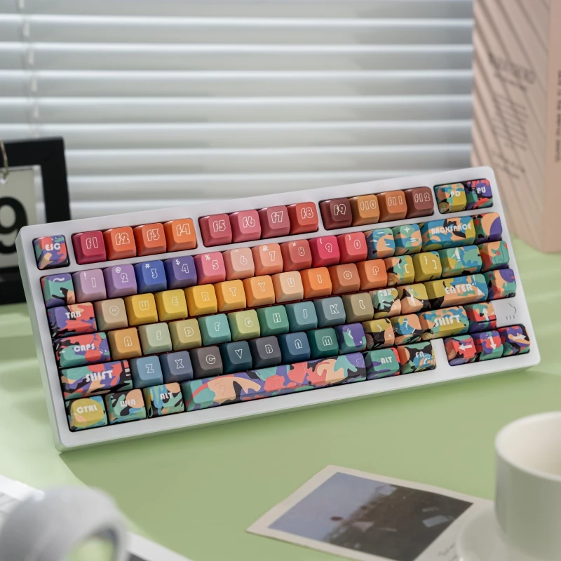 Abstract Art Theme PBT Keycap MDA Profile Color Cute MDA Key Cap for MX Switches Custom Mechanical Gaming Keyboard Caps