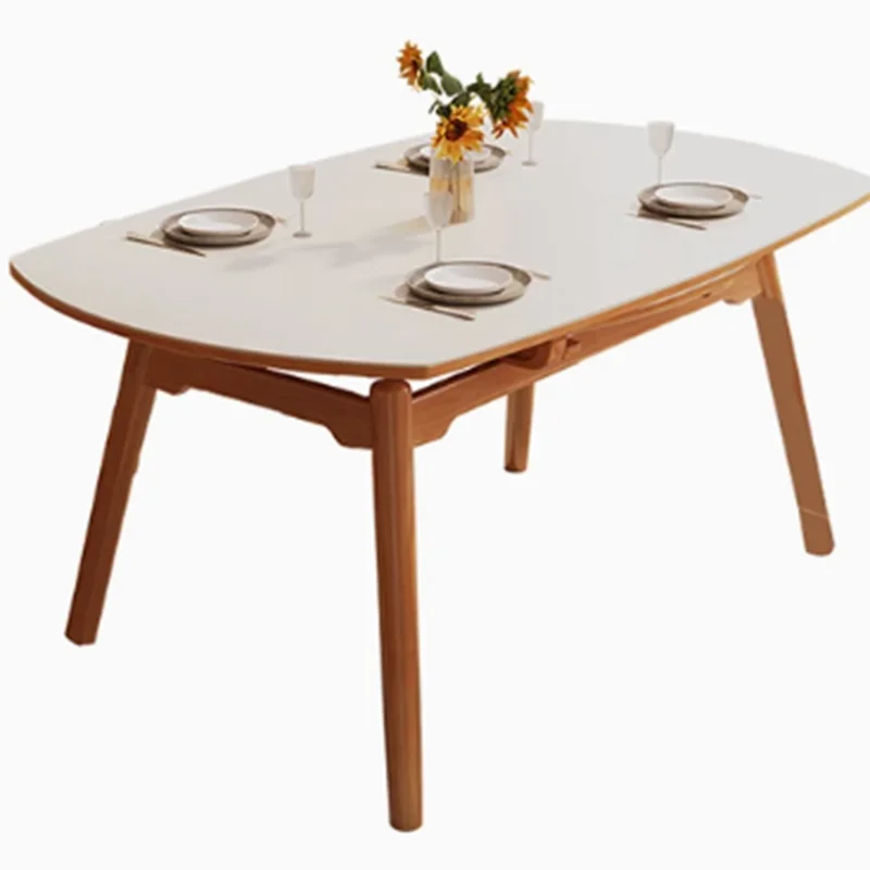 Table à Manger Pliante Moderne et Luxueuse de Style Nordique, Modèle Ovale, Disponible en Blanc, Idéal pour un Restaurant poumons, Mobilier de Maison