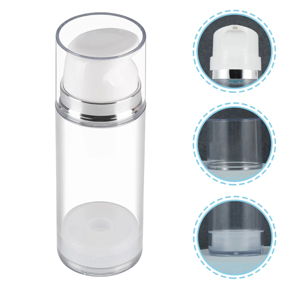 

2 Pcs Bottles Squeeze Lotion Travel Containers for Creams Airless Pump Multipurpose Empty Transparent Press