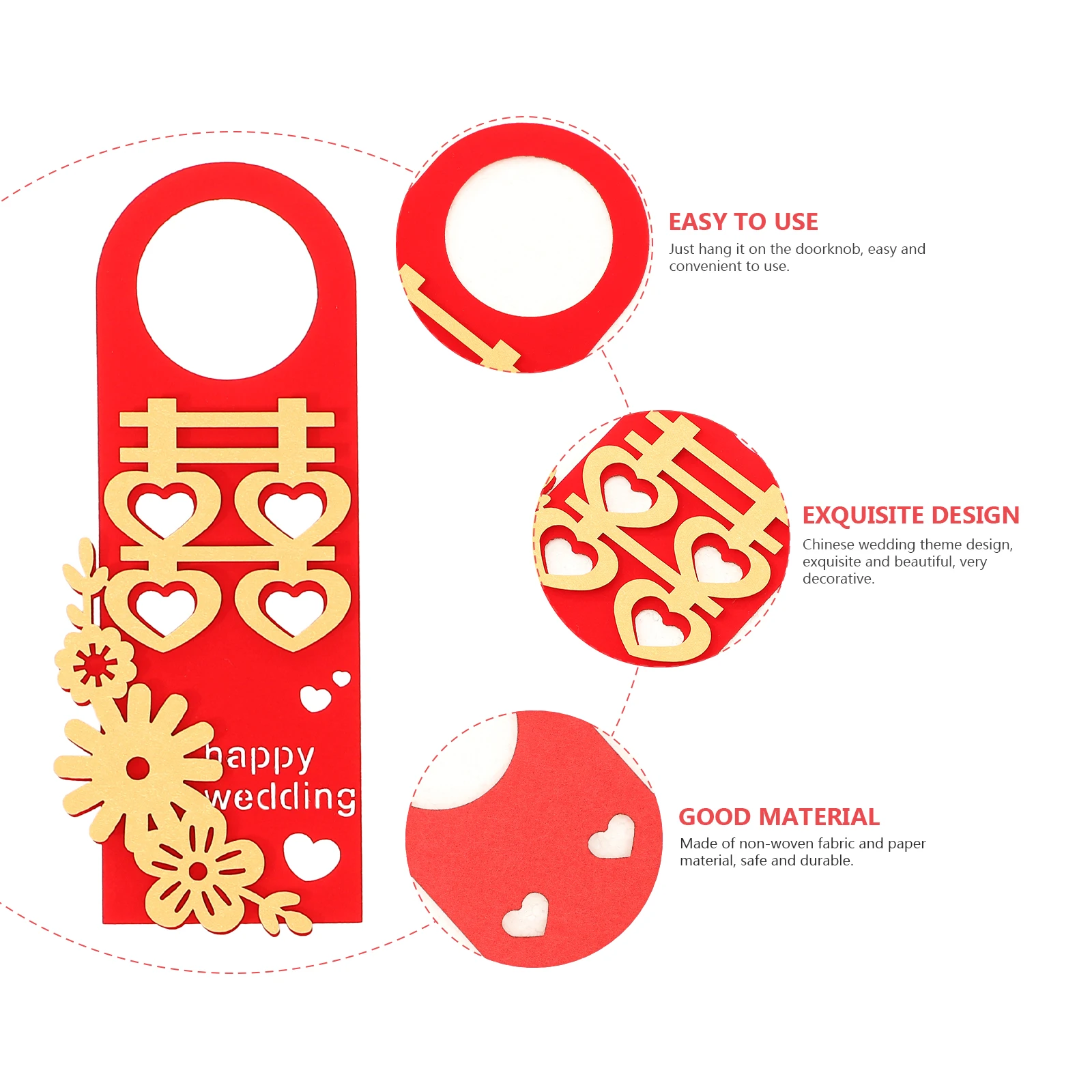 

6pcs Wedding Handle Hanging Ornaments Chinese Themed Decorative Pendants Wedding Room Decor Holiday Door Knob Decor Hanging Door