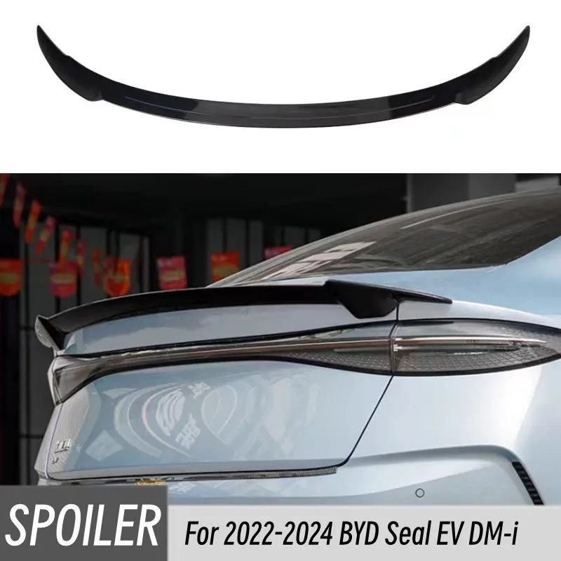 Image of Hinten Stamm Deckel Boot Ducktail Lippe Für 2022-2024 BYD Dichtung EV DM-i Spoiler Flügel Auto Schwarz Carbon außen Tuning Zubehör Teil