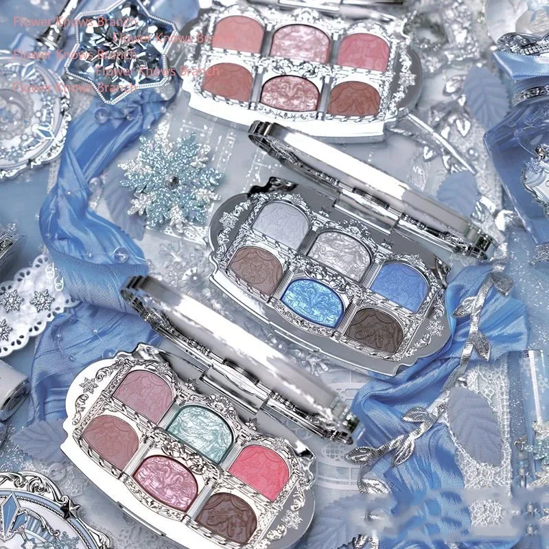 Flowerknows Snow Ballet Collection Makeup Gift Set Velvet Blush,Compact Powder,Shimmer Eye Shadow Palette Long-Lasting Concealer
