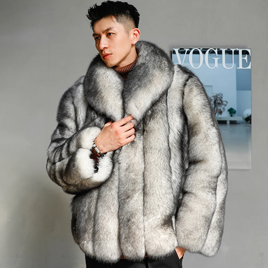 Real Fox Fur Jackets Man Fox Fur Coat Warm Winter Natural Fur Coat Best Selling Men\'s Short Coats