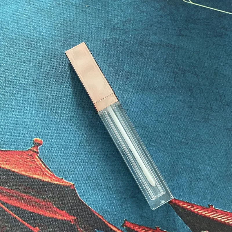 5ML Empty Lip Gloss Tubes Square Lip Balm Bottles,White,Black Cap Refillable Plastic Liquid Lipstick Container