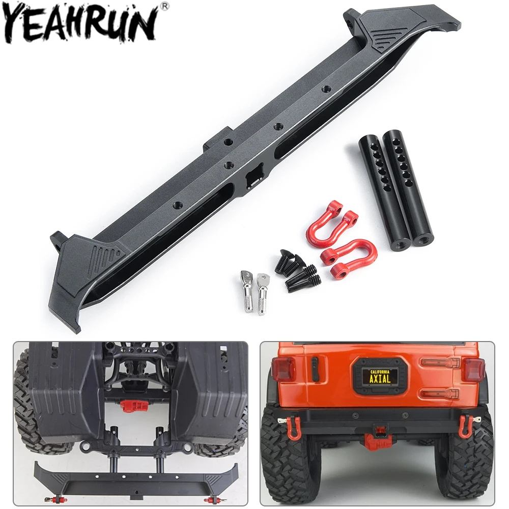 

Металлический задний бампер YEAHRUN с D-образными кольцами для 1/10 RC гусеничного автомобиля Axial SCX10 III AXI03007 Wrangler Jeep Gladiator, обновленные детали