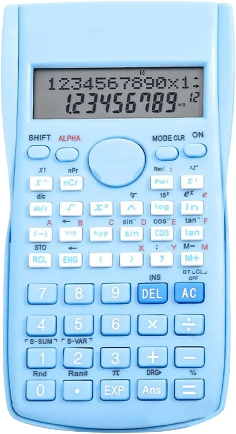 Calculator, 12 Digit 240 Functions Multifunction Standard  Calculator with Sliding Hard Cover, Large LCD Display Portable Mute