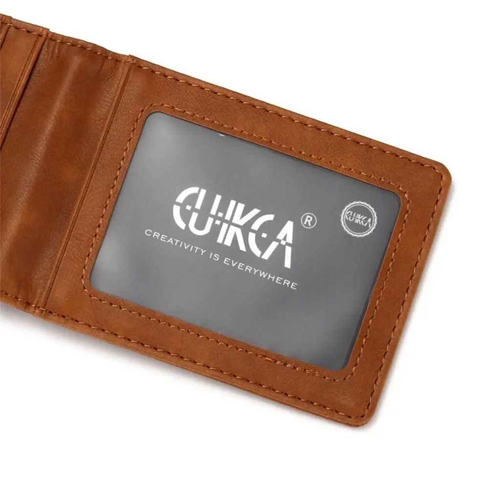 Mini PULeather Short Wallet Ultra-thin Money Clips Male Purse Card Holder Anti theft Swipe ID Card Pack Men