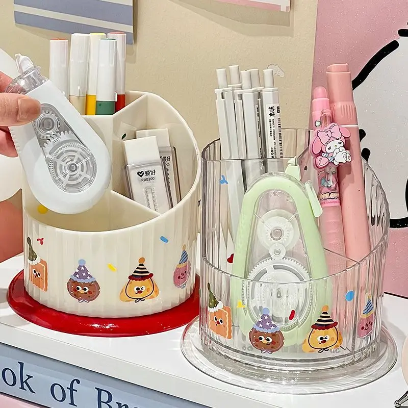 Rotating Pen Holder Multi-functional Thickened Desktop Stationery Storage Box Student Pen Holder Cute Cartoon Pen Holder