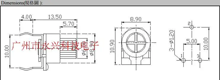 10PCS 8mm Fine Tuning Ceramic Substrate Potentiometer 10K 103 Single Rotary 3Pin Adjustable Resistor 6MM Handle