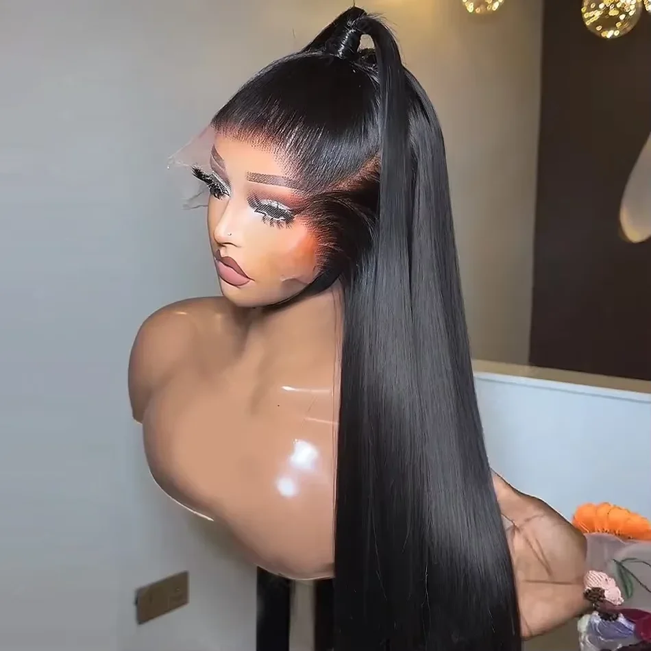 

Черные прямые парики из натуральных волос 13X6 Hd Парик фронтальной части шнурка 30 40 дюймов 13X7 360 Полный парик фронта шнурка Бразильский предварительно выщипанный для женщин