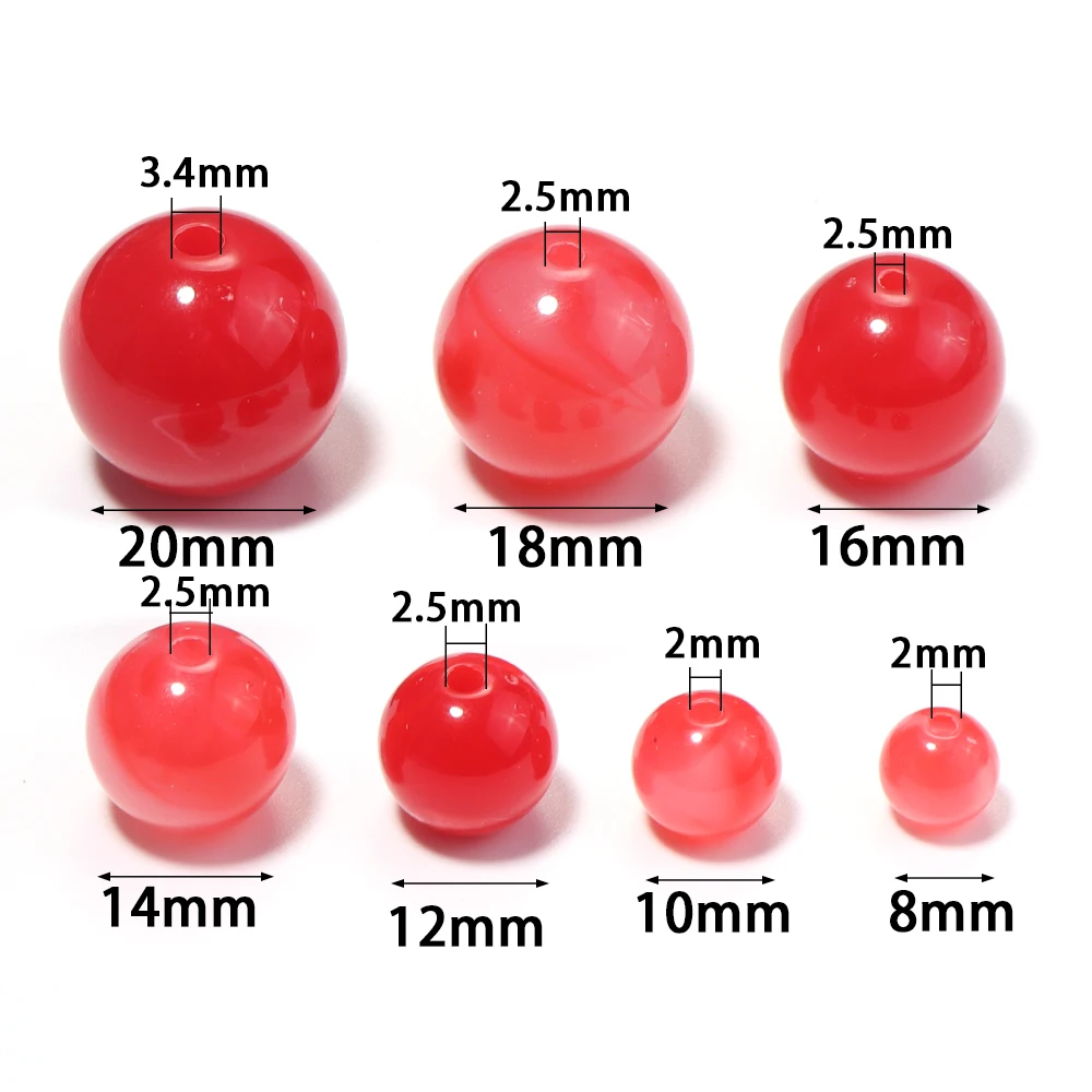 10-100 Stück 8-20mm Zweifarbige Runde Acrylperlen mit Wolken-Effekt Lose Abstandsperlen für Schmuckherstellung DIY Armband Halskette Zubehör – Detail 1