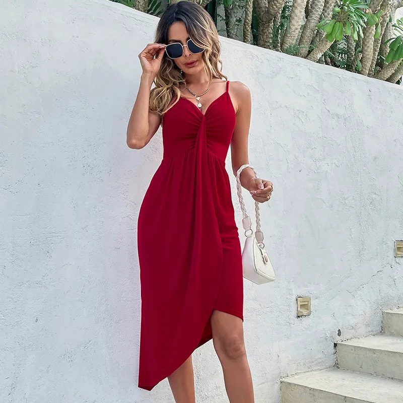 New Hot Selling European and American Style Camisole Dress Design Sense Formal Dress Sleeveless Slim Fit Dress for Women