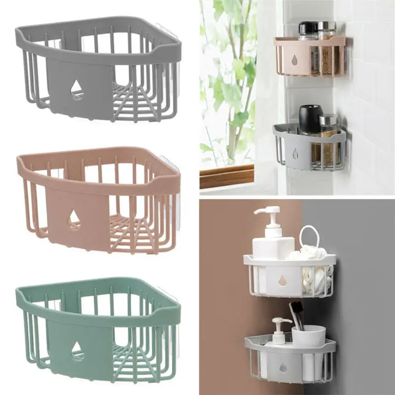 Kitchen Free Hole Shelf Bathroom Bathtub Wall Mounted  Storage Rack Organizer  Accessories Shower  Corner