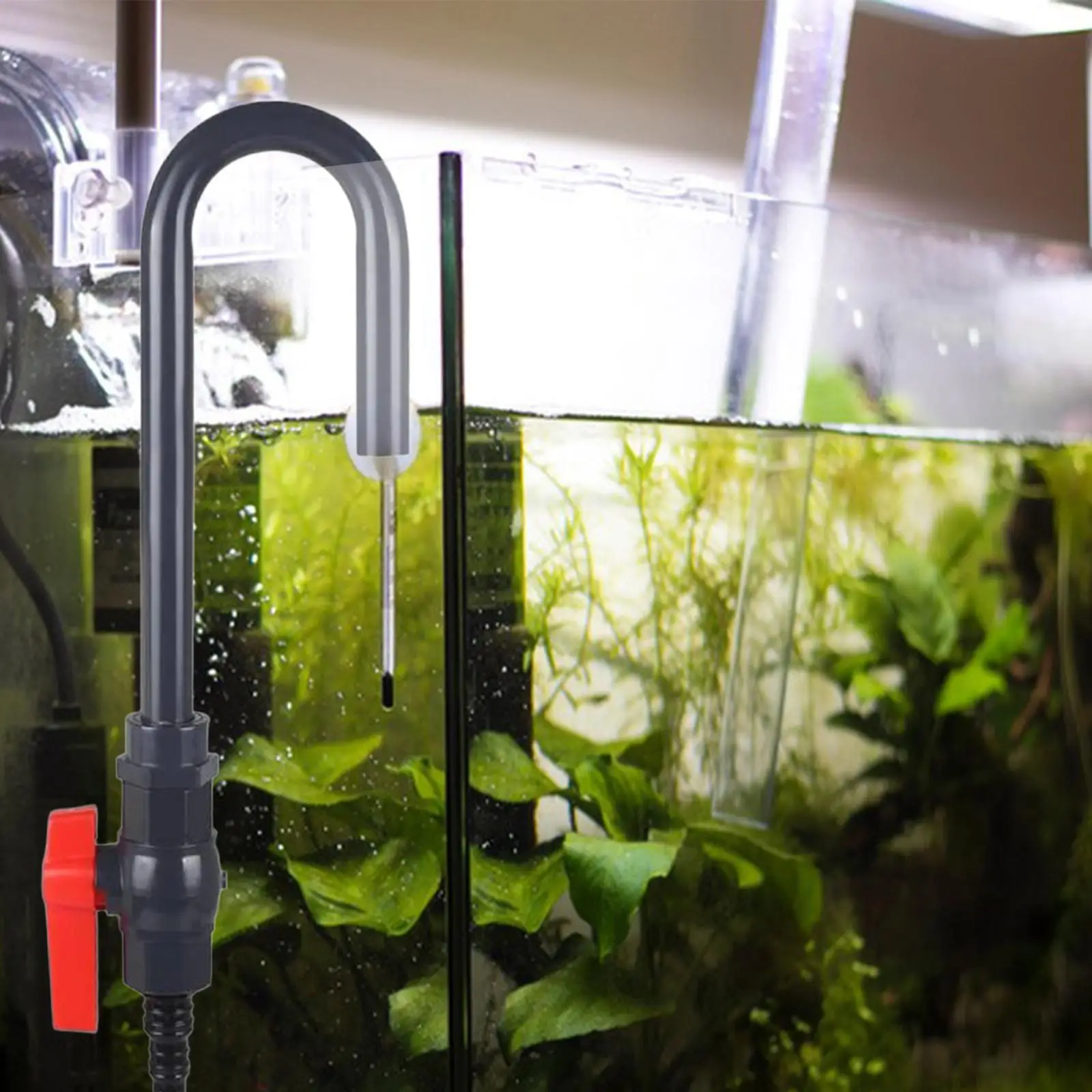 Aquarium Automatic Water Filling Tube Hook Wall Mount with Switch for Fish Tank Accessories