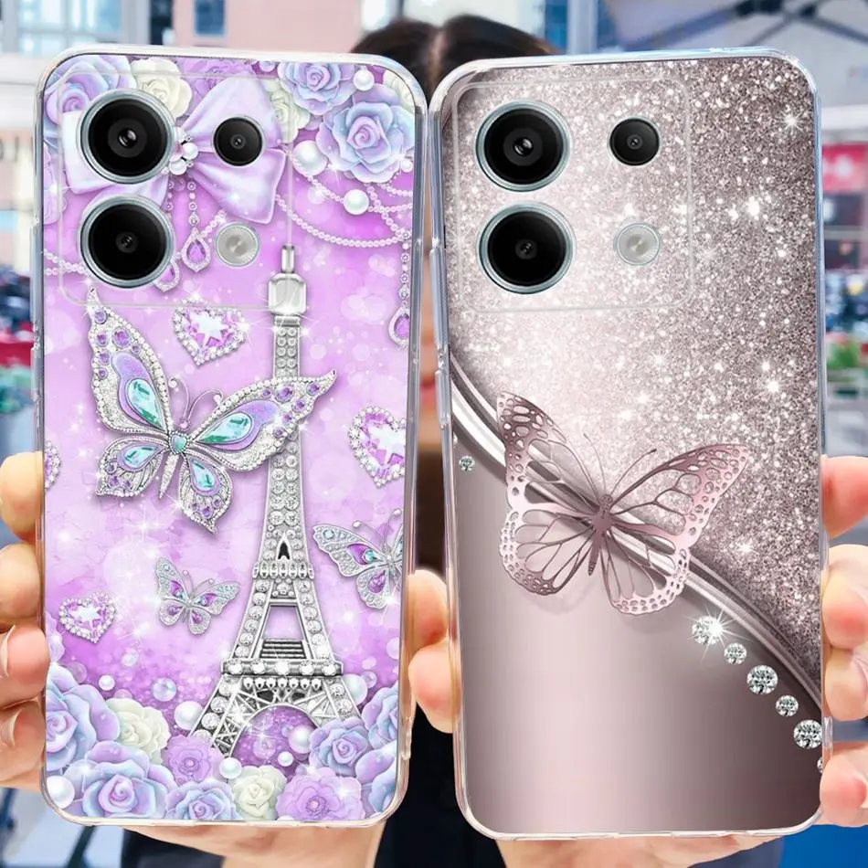 For Xiaomi Poco X6 Pro Case 2023 Elegant Flower Painted Phone Back Cover For POCO X6 Pro 5G Poco X6Pro Soft Silicone TPU Bumper