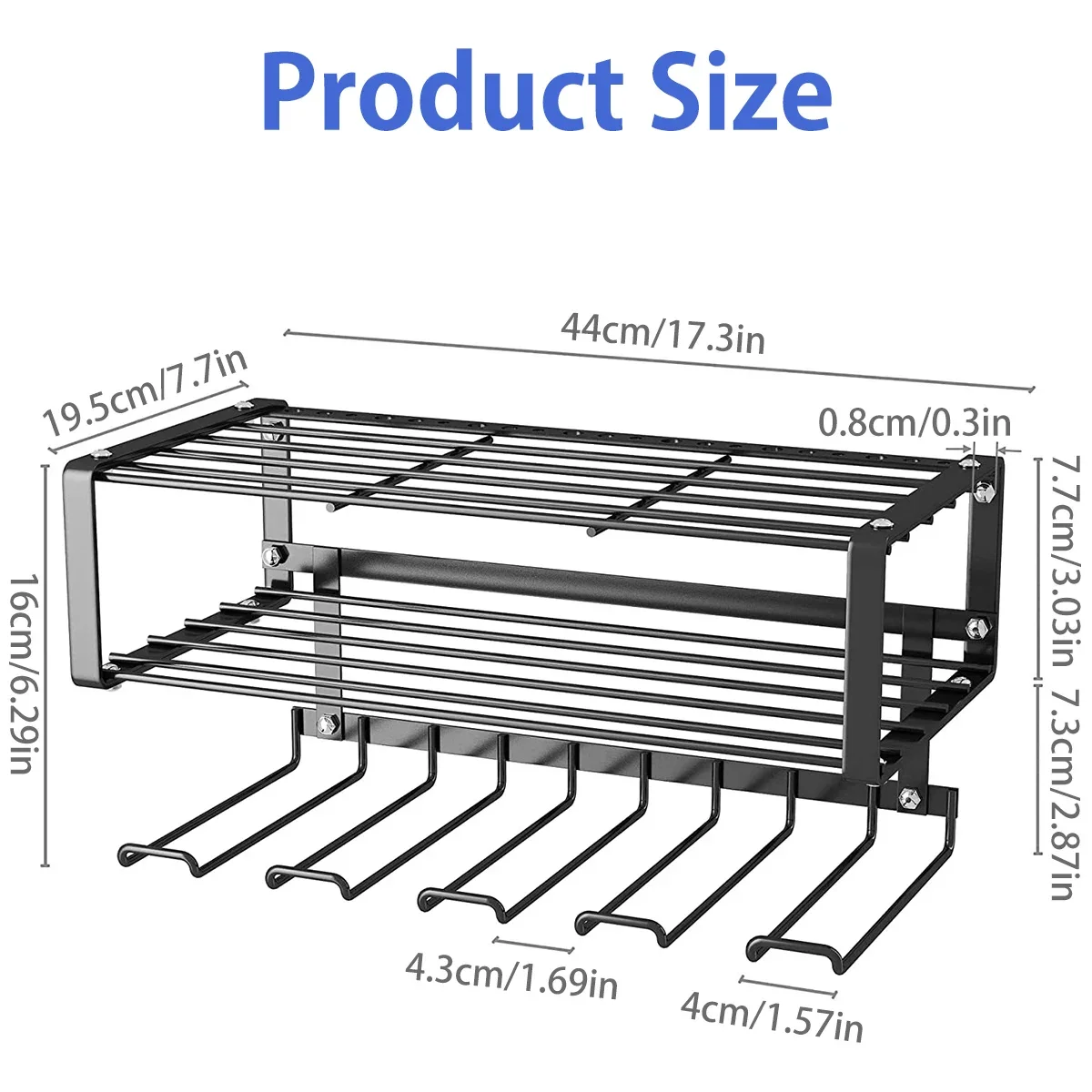 Mão Power Tool Organizer Rack, montado na parede flutuante prateleira de ferramentas, broca elétrica titulares, pesados para oficina de garagem